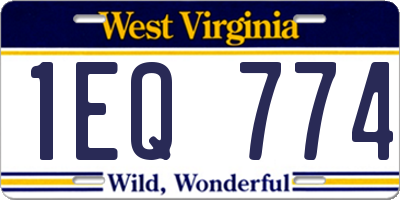 WV license plate 1EQ774