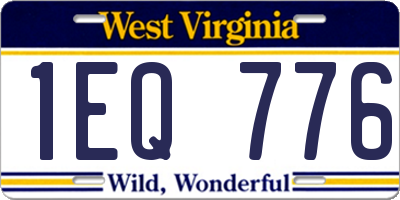 WV license plate 1EQ776