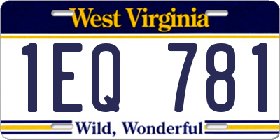 WV license plate 1EQ781