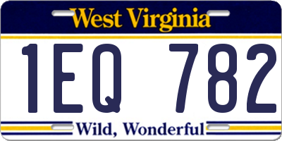 WV license plate 1EQ782