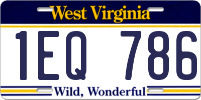 WV license plate 1EQ786