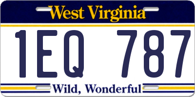 WV license plate 1EQ787