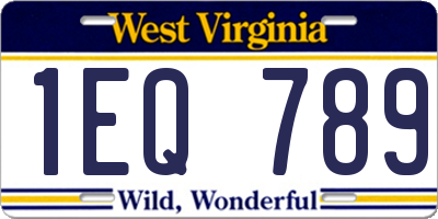 WV license plate 1EQ789
