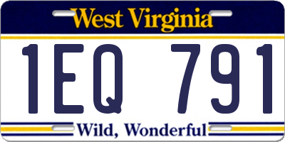 WV license plate 1EQ791