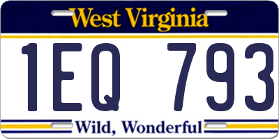WV license plate 1EQ793