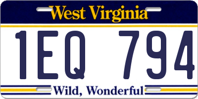 WV license plate 1EQ794