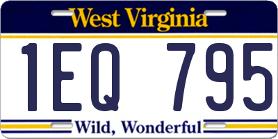 WV license plate 1EQ795