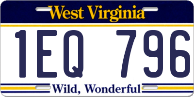 WV license plate 1EQ796