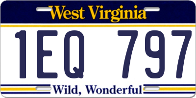 WV license plate 1EQ797