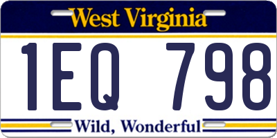 WV license plate 1EQ798