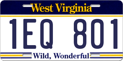 WV license plate 1EQ801