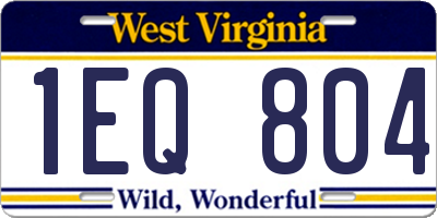 WV license plate 1EQ804