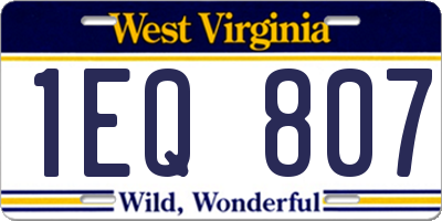 WV license plate 1EQ807