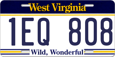 WV license plate 1EQ808
