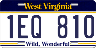 WV license plate 1EQ810