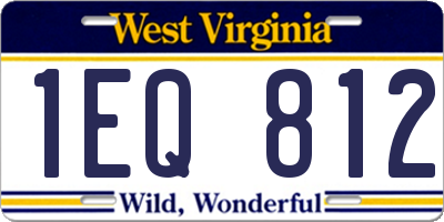 WV license plate 1EQ812