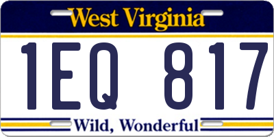 WV license plate 1EQ817