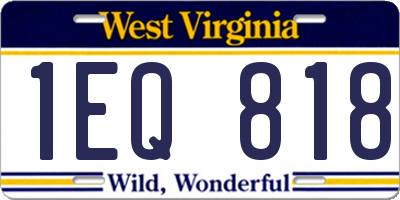 WV license plate 1EQ818