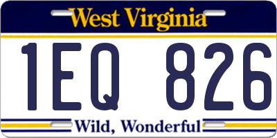 WV license plate 1EQ826