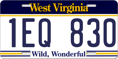 WV license plate 1EQ830