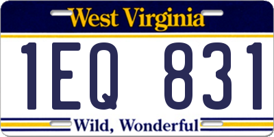 WV license plate 1EQ831
