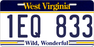 WV license plate 1EQ833