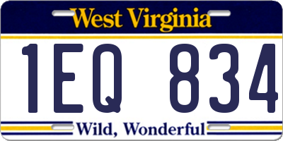 WV license plate 1EQ834