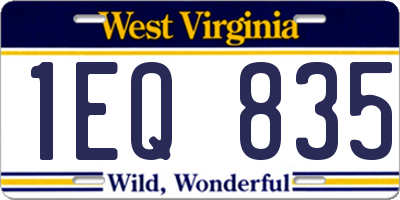WV license plate 1EQ835