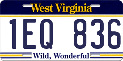 WV license plate 1EQ836