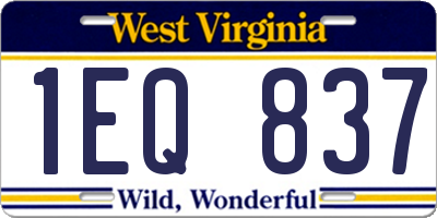 WV license plate 1EQ837