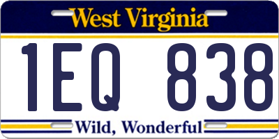 WV license plate 1EQ838