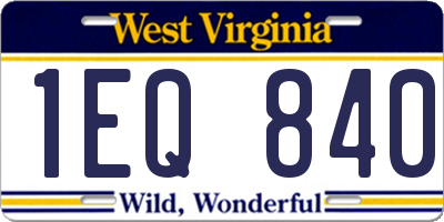 WV license plate 1EQ840