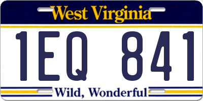 WV license plate 1EQ841