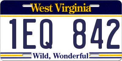 WV license plate 1EQ842