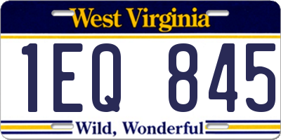 WV license plate 1EQ845