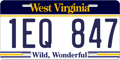 WV license plate 1EQ847