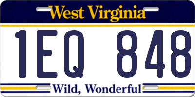 WV license plate 1EQ848