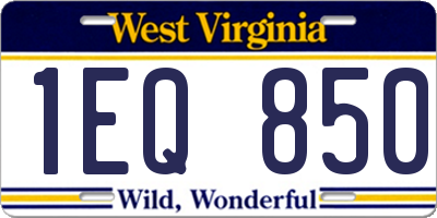 WV license plate 1EQ850
