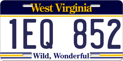 WV license plate 1EQ852