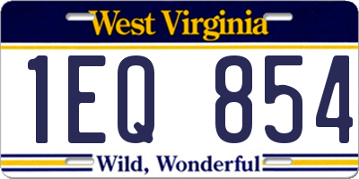 WV license plate 1EQ854