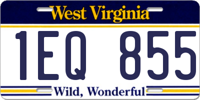 WV license plate 1EQ855