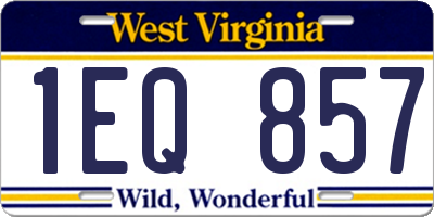WV license plate 1EQ857