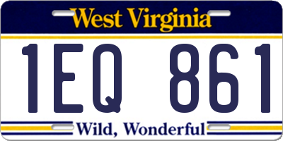 WV license plate 1EQ861