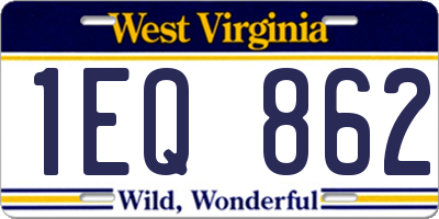 WV license plate 1EQ862