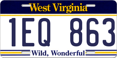 WV license plate 1EQ863