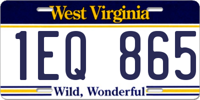 WV license plate 1EQ865
