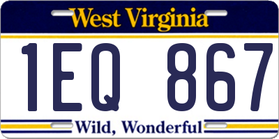 WV license plate 1EQ867