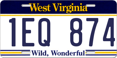 WV license plate 1EQ874