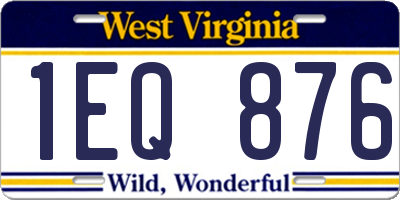 WV license plate 1EQ876
