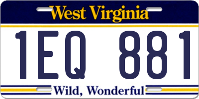 WV license plate 1EQ881